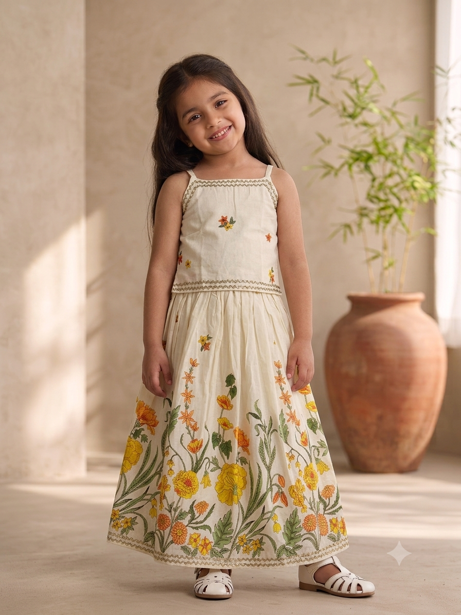 Mini-Blooms Lehenga Choli Set