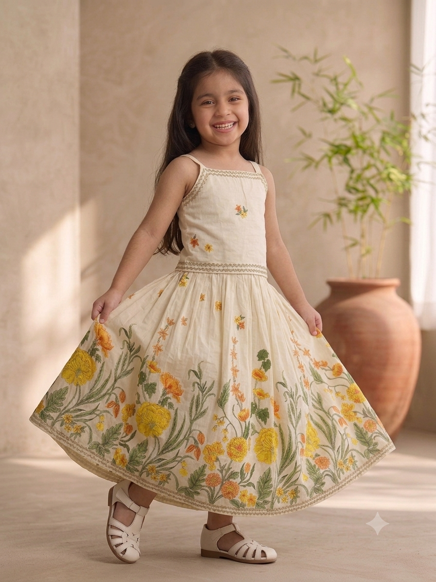 Mini-Blooms Lehenga Choli Set