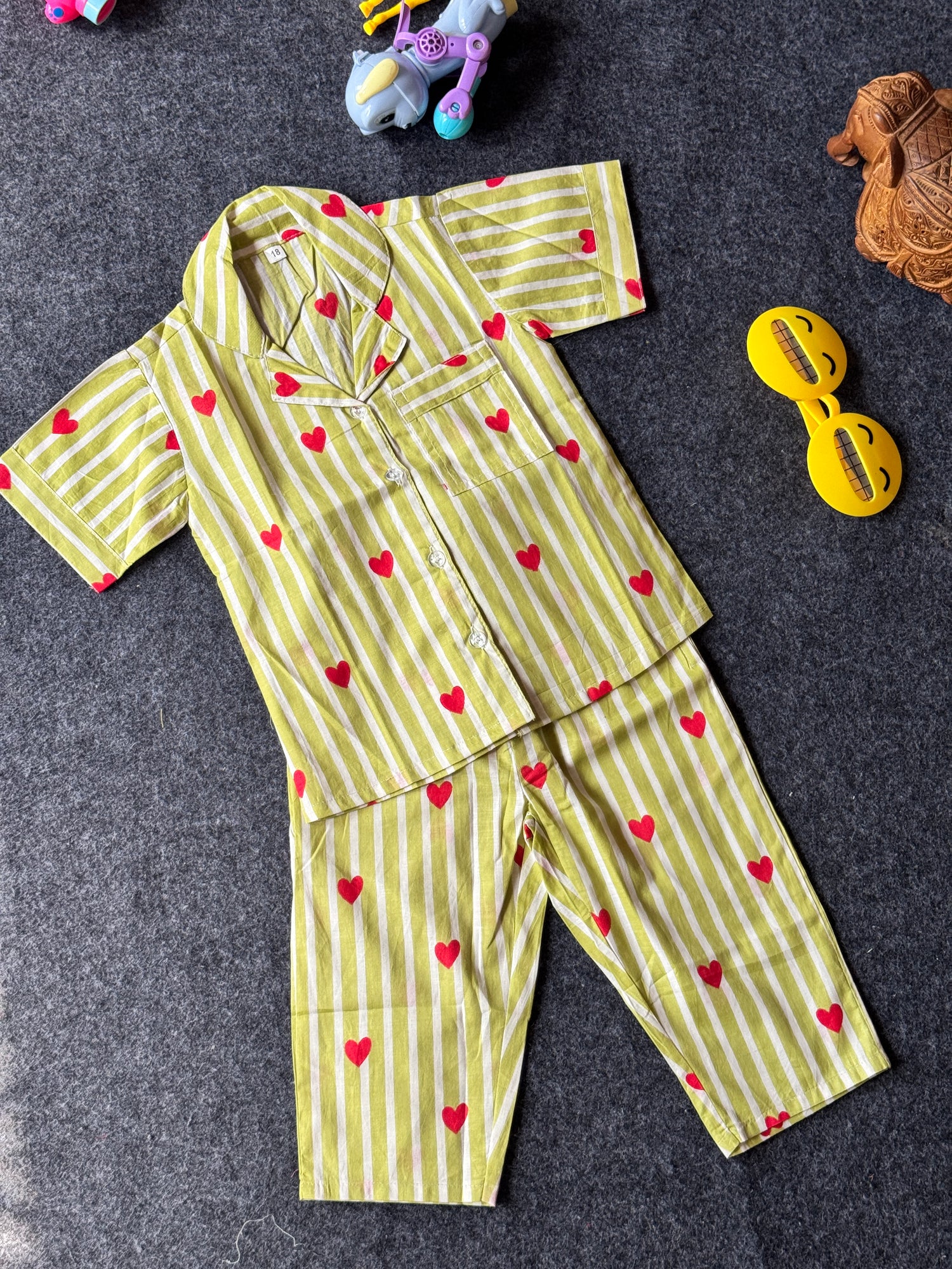 Sweetheart Mint Stripe Pure Cotton Loungewear Set