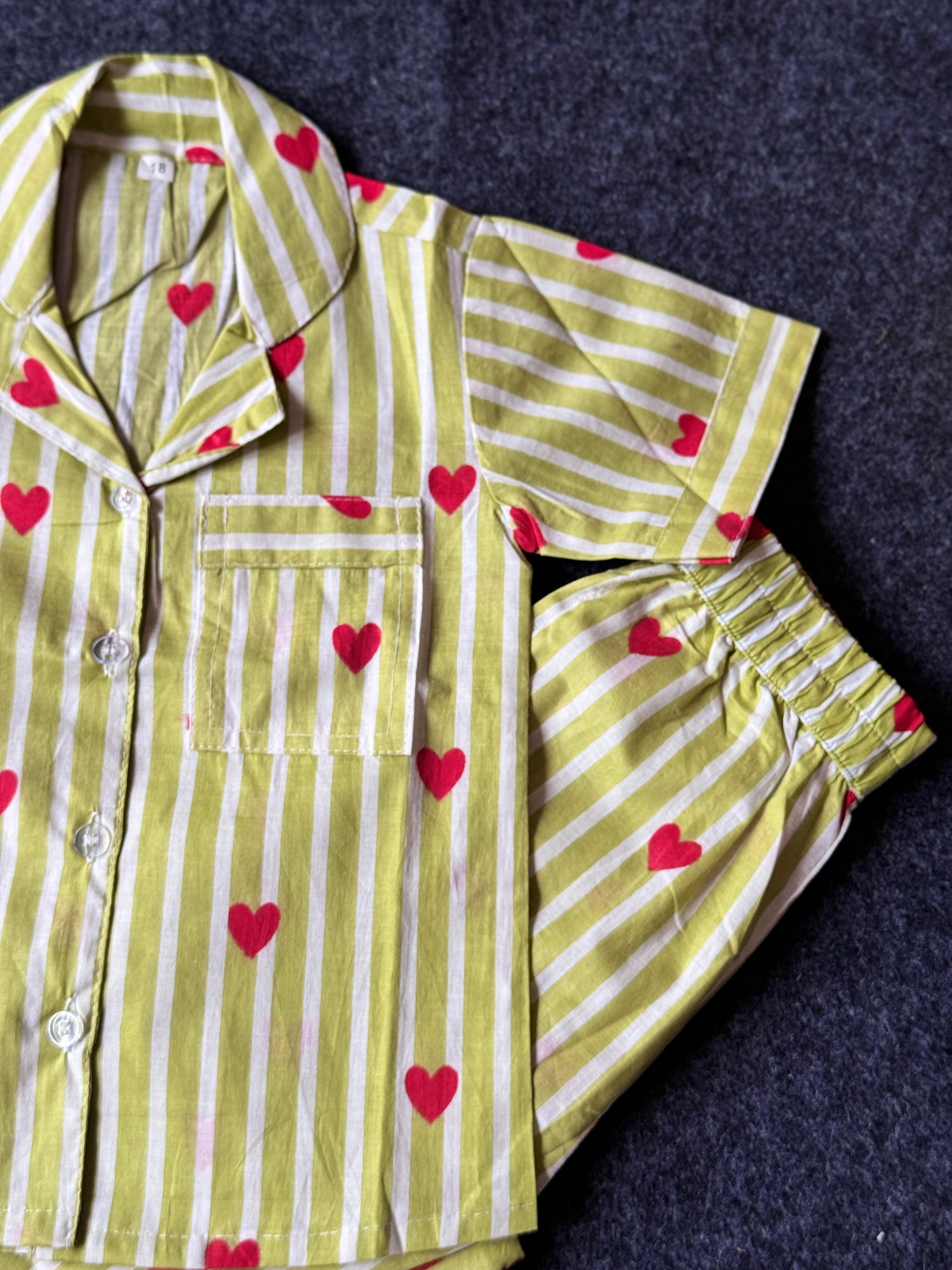 Sweetheart Mint Stripe Pure Cotton Loungewear Set