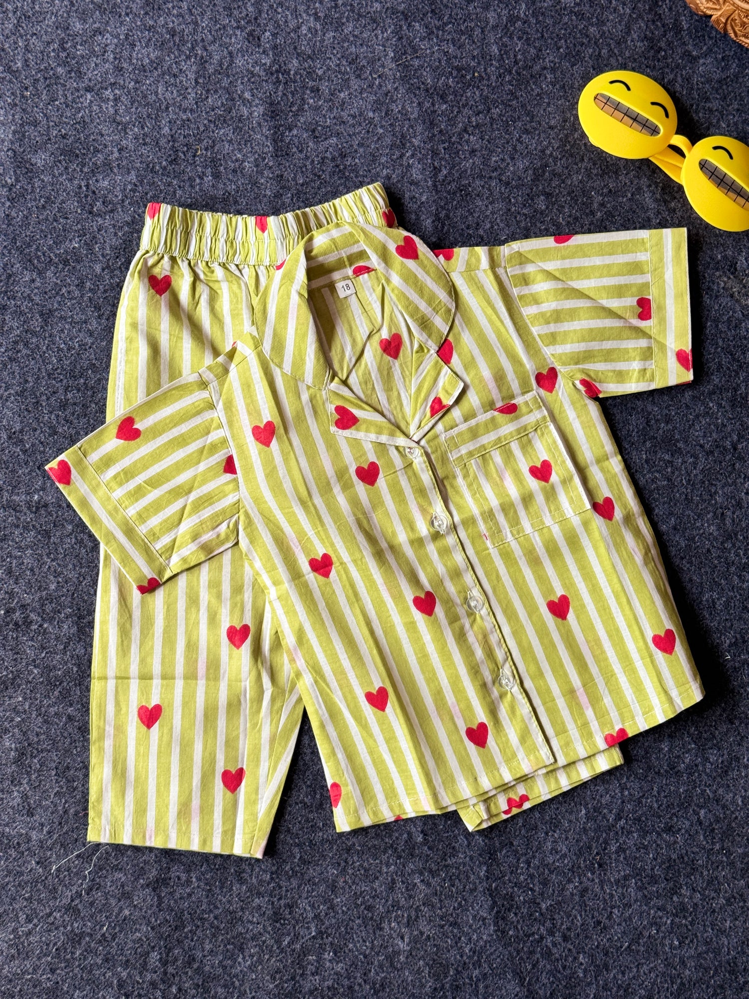 Sweetheart Mint Stripe Pure Cotton Loungewear Set