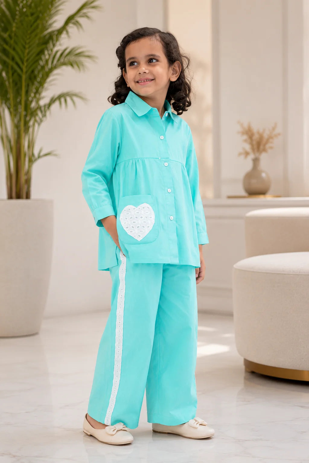 Sweetheart Lace Accent Pure Cotton Co-ord Set