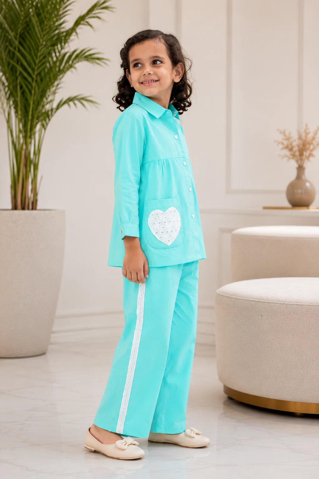 Sweetheart Lace Accent Pure Cotton Co-ord Set
