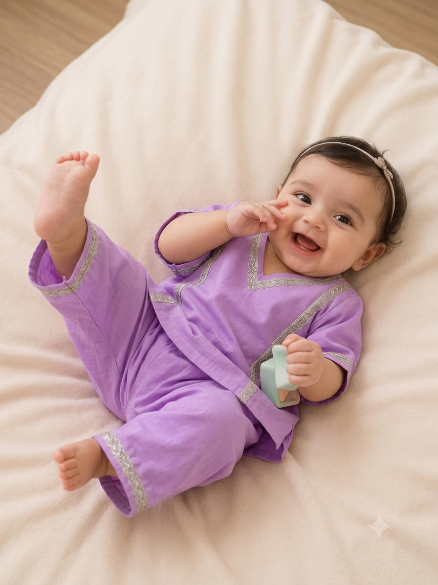 Lavender Blossom Pure Cotton Kurta & Pants