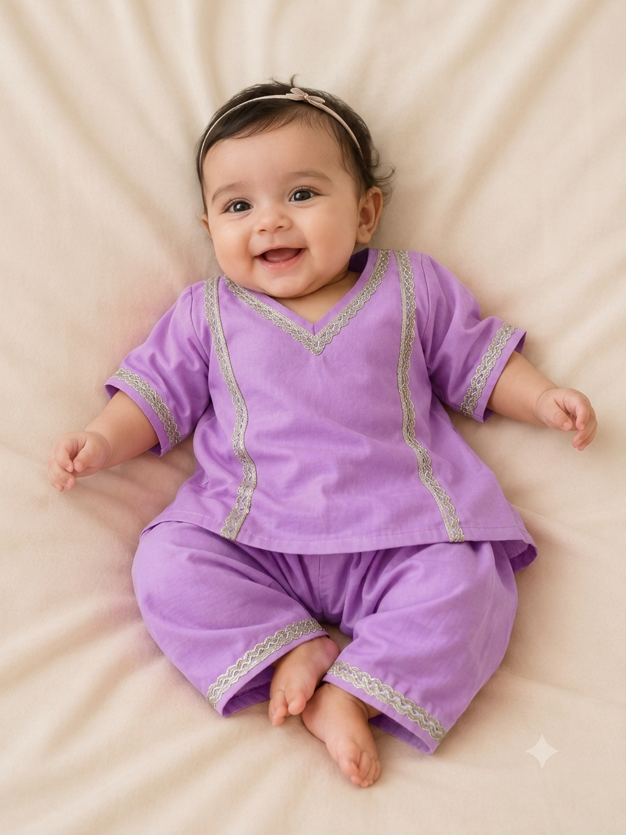 Lavender Blossom Pure Cotton Kurta & Pants