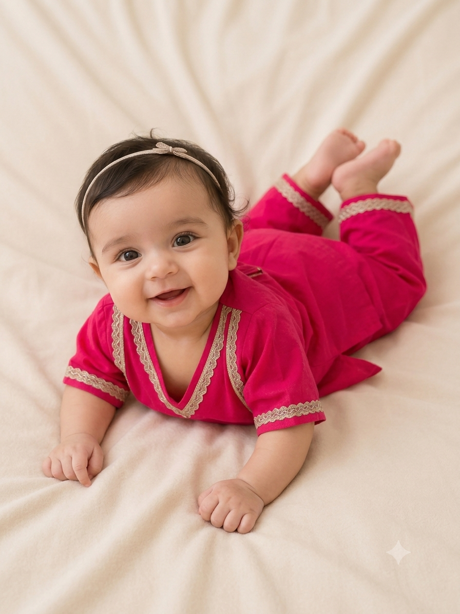 Cherry Blossom Pure Cotton Kurta & Pants