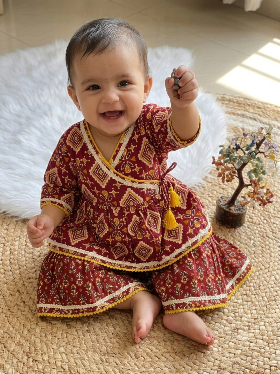 Pure Cotton Indigo Bandhani Angrakha Peplum with Ghaghra Set