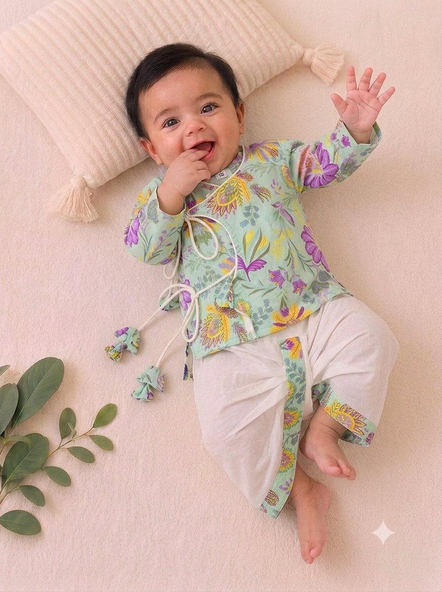 Lavender Bloom Sage Baby Dhoti Kurta