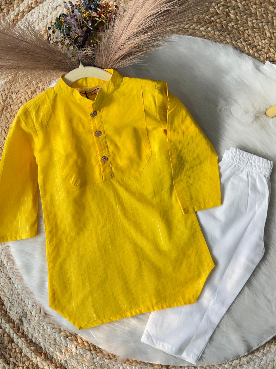 Cotton lurex kurta pajama apple cut