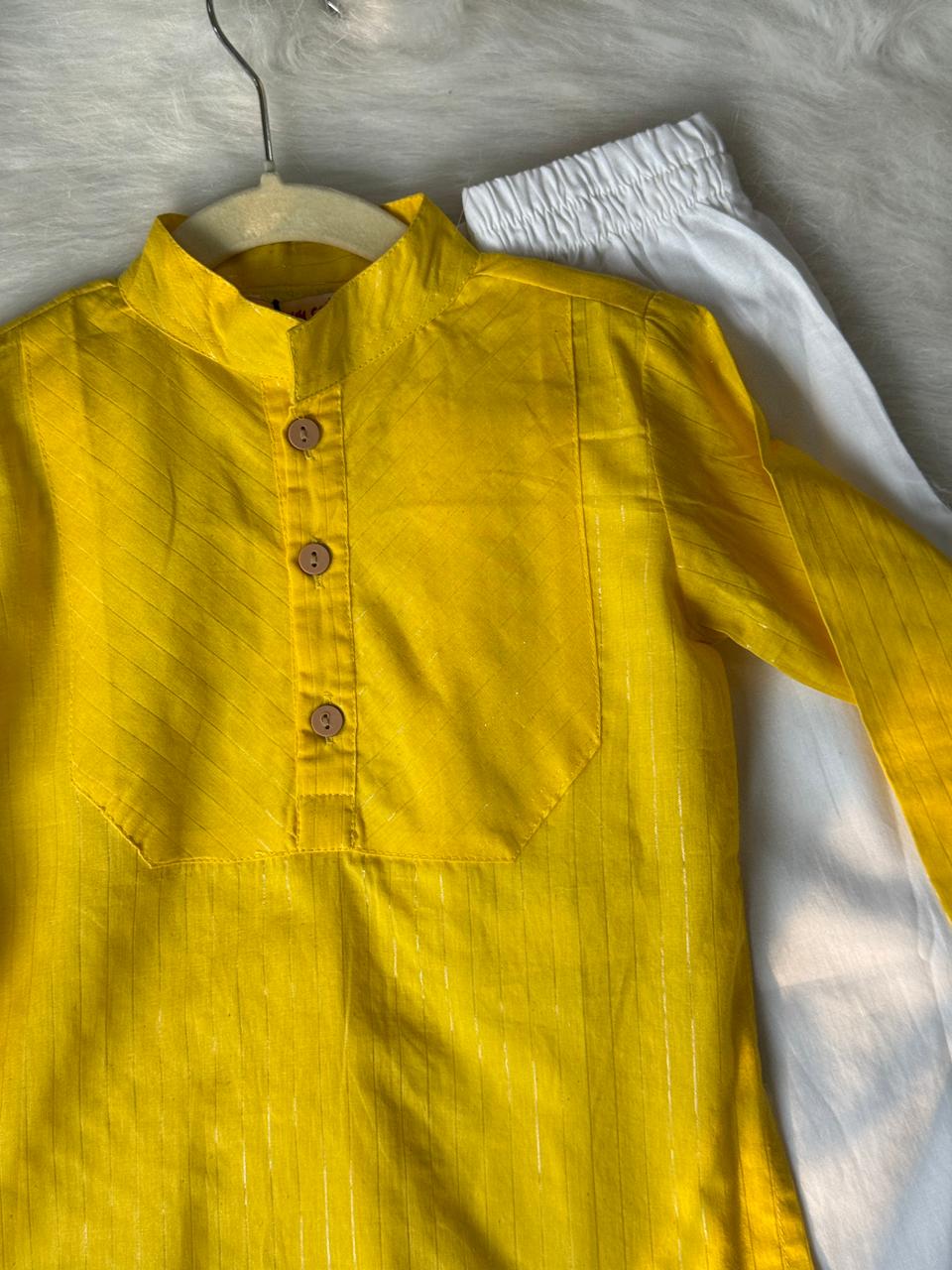 Cotton lurex kurta pajama apple cut