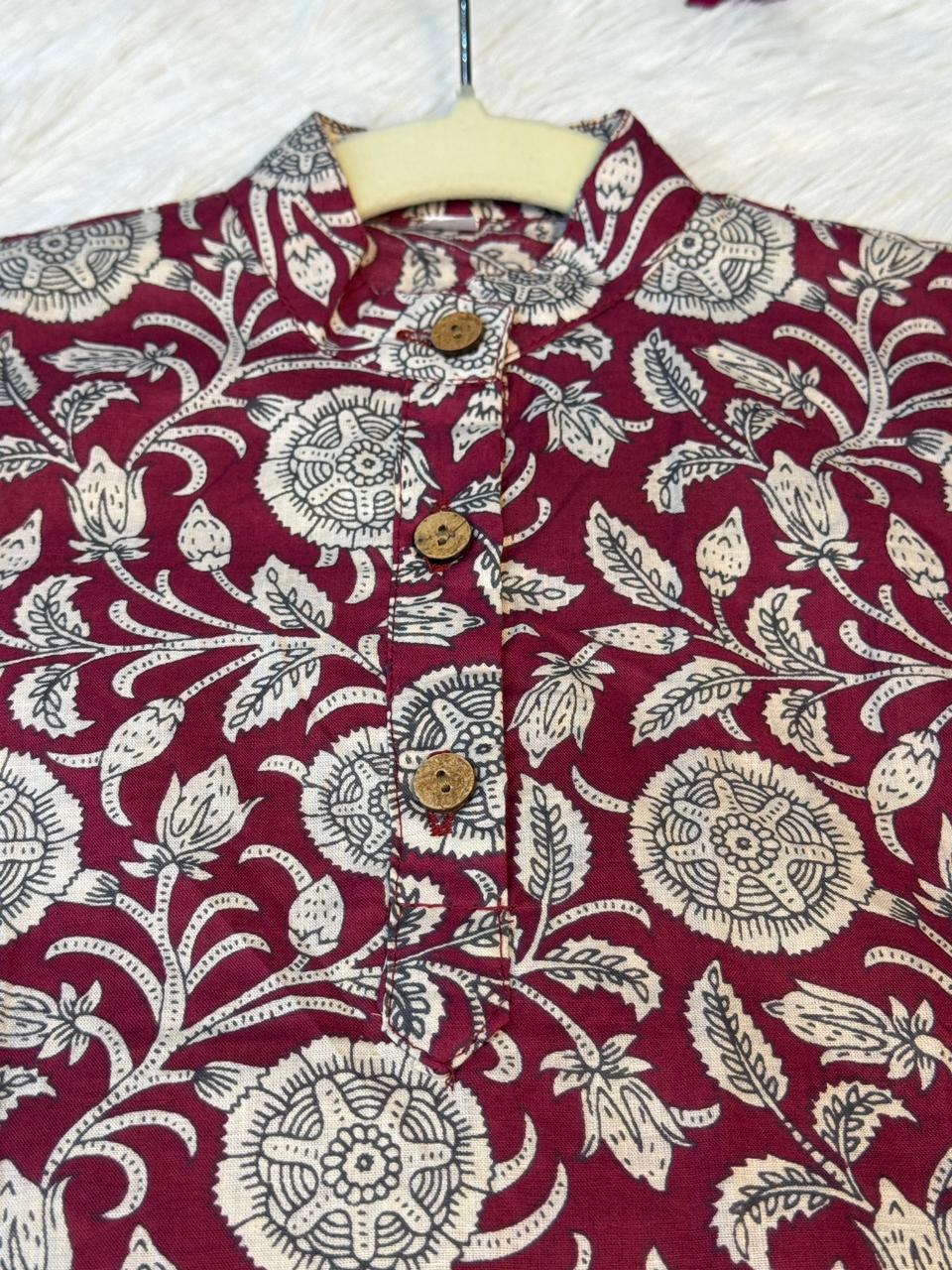 kurta pajama flower print cherry