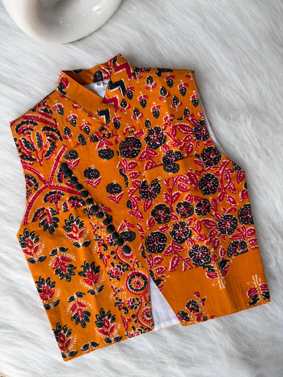 Cotton Side cut kurta pajama jacket