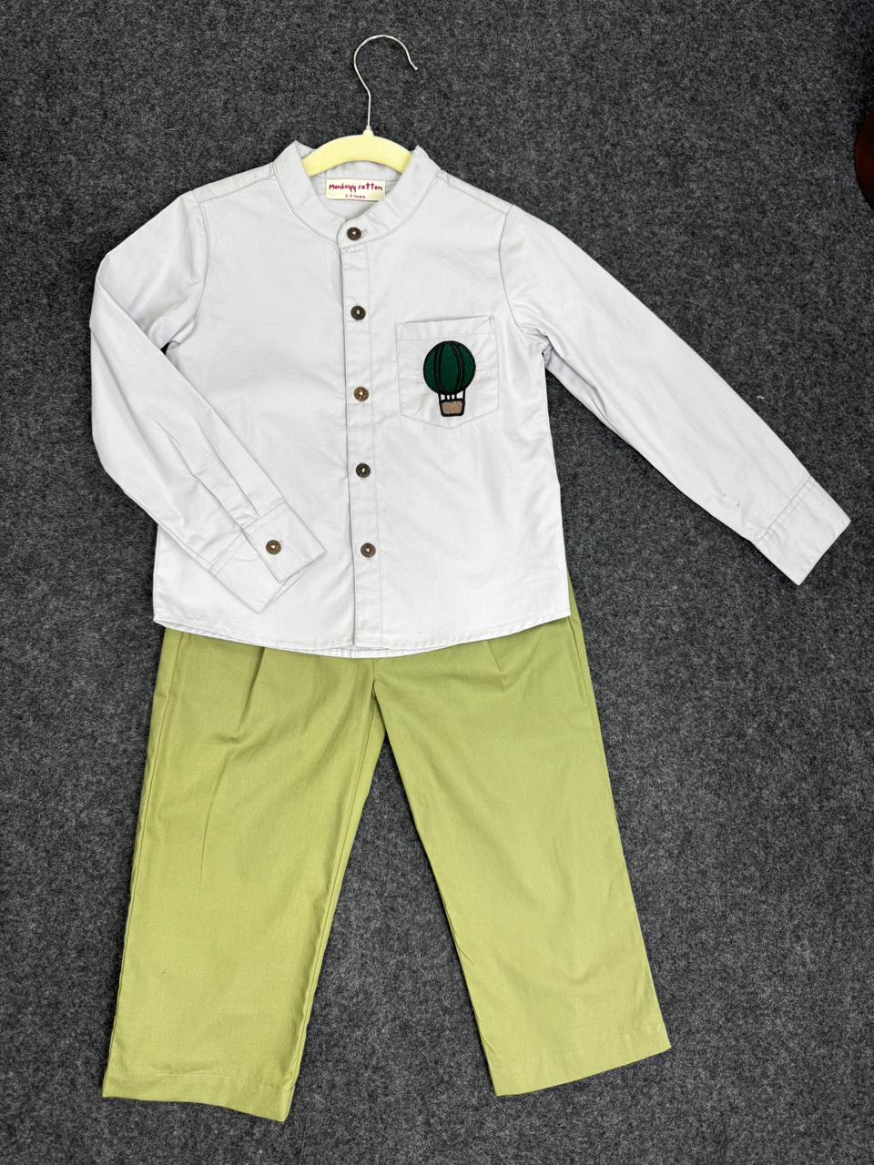 Co-ord set green pant & grey shirt