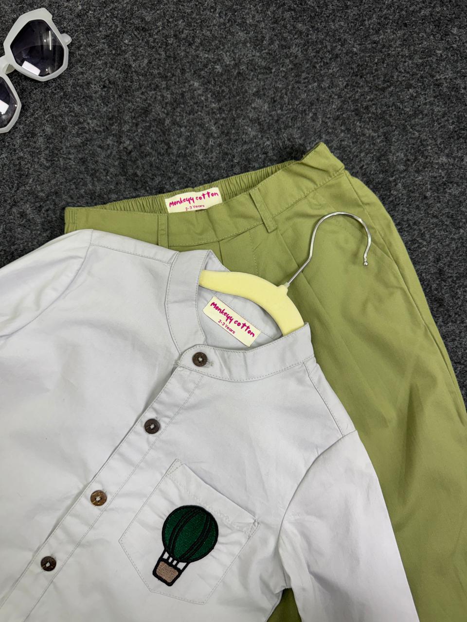 Co-ord set green pant & grey shirt