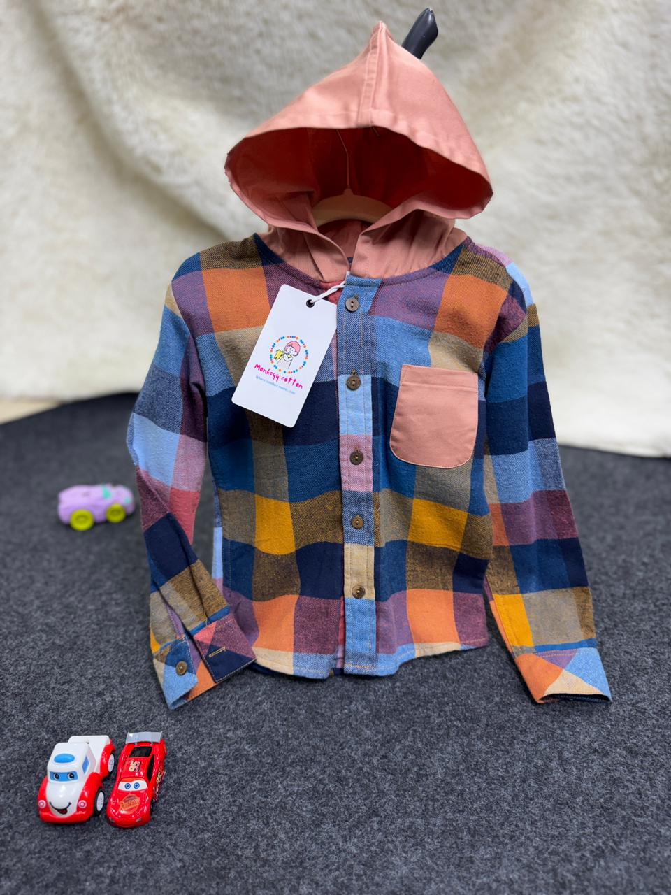 Flannel check shirt with cap