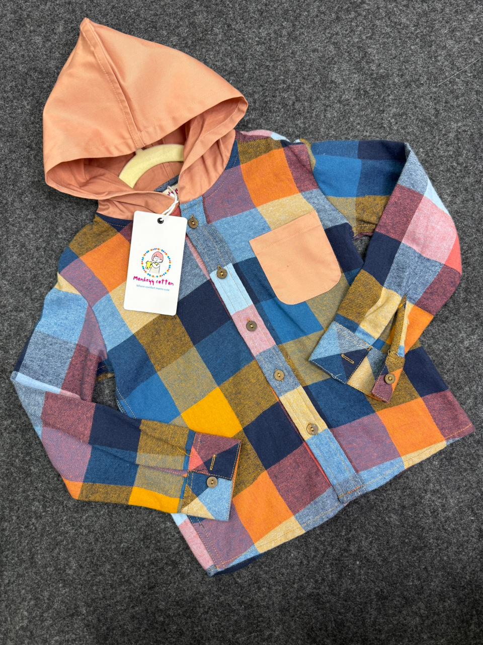 Flannel check shirt with cap