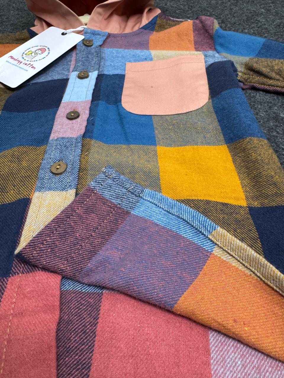 Flannel check shirt with cap