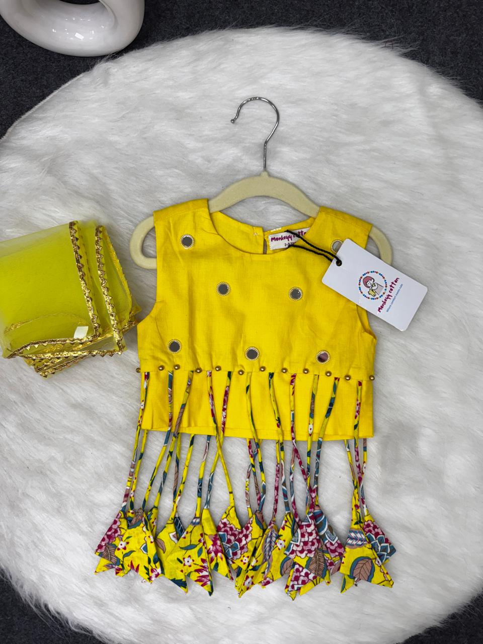 yellow cotton lehnga