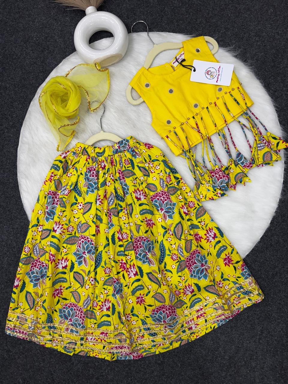 yellow cotton lehnga