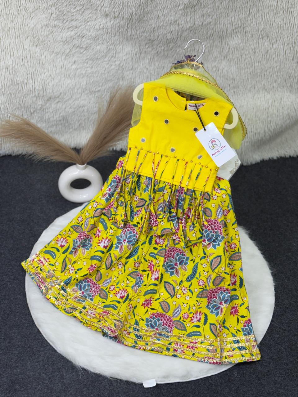 yellow cotton lehnga