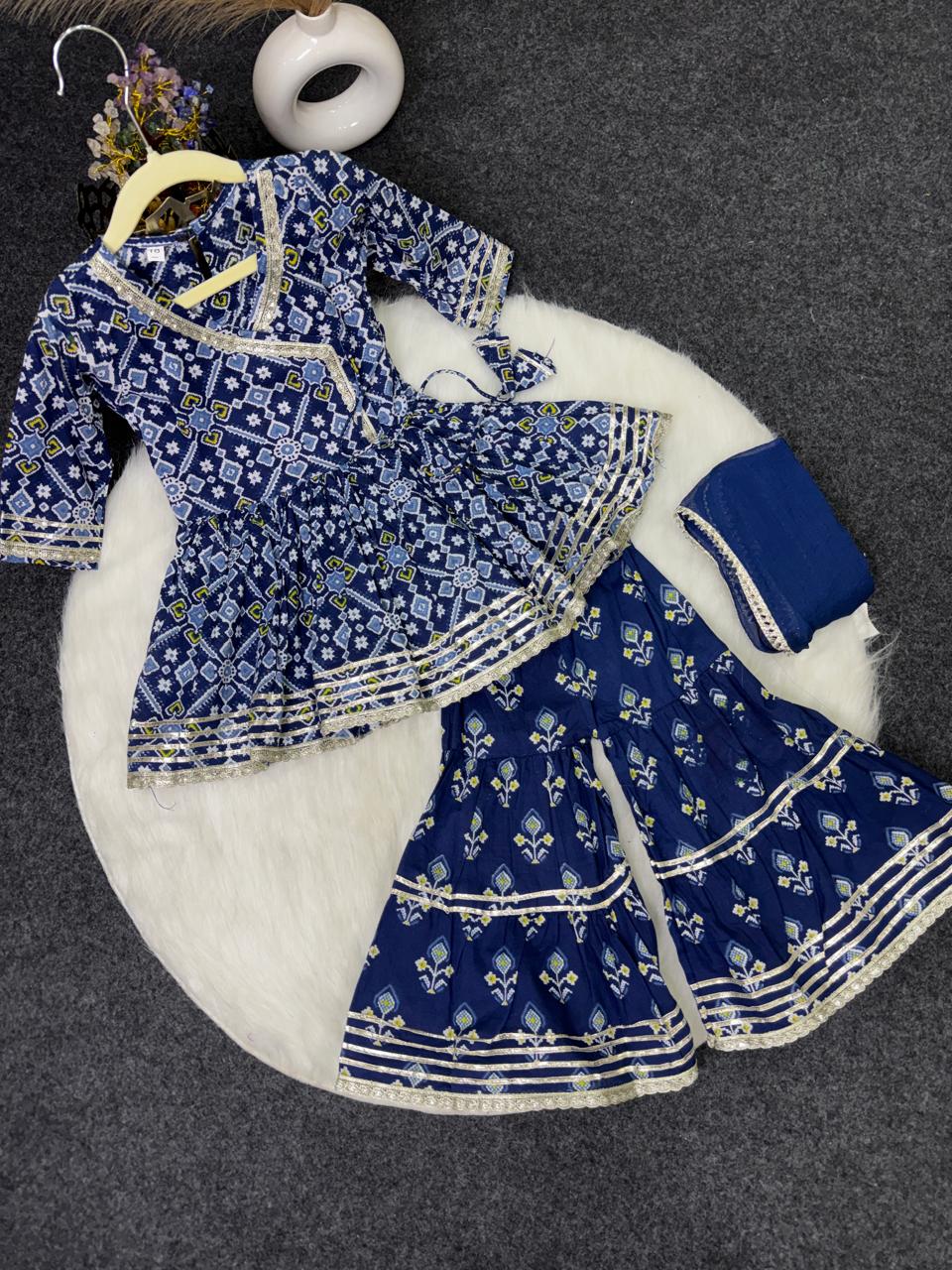 Patola print sharara set blue