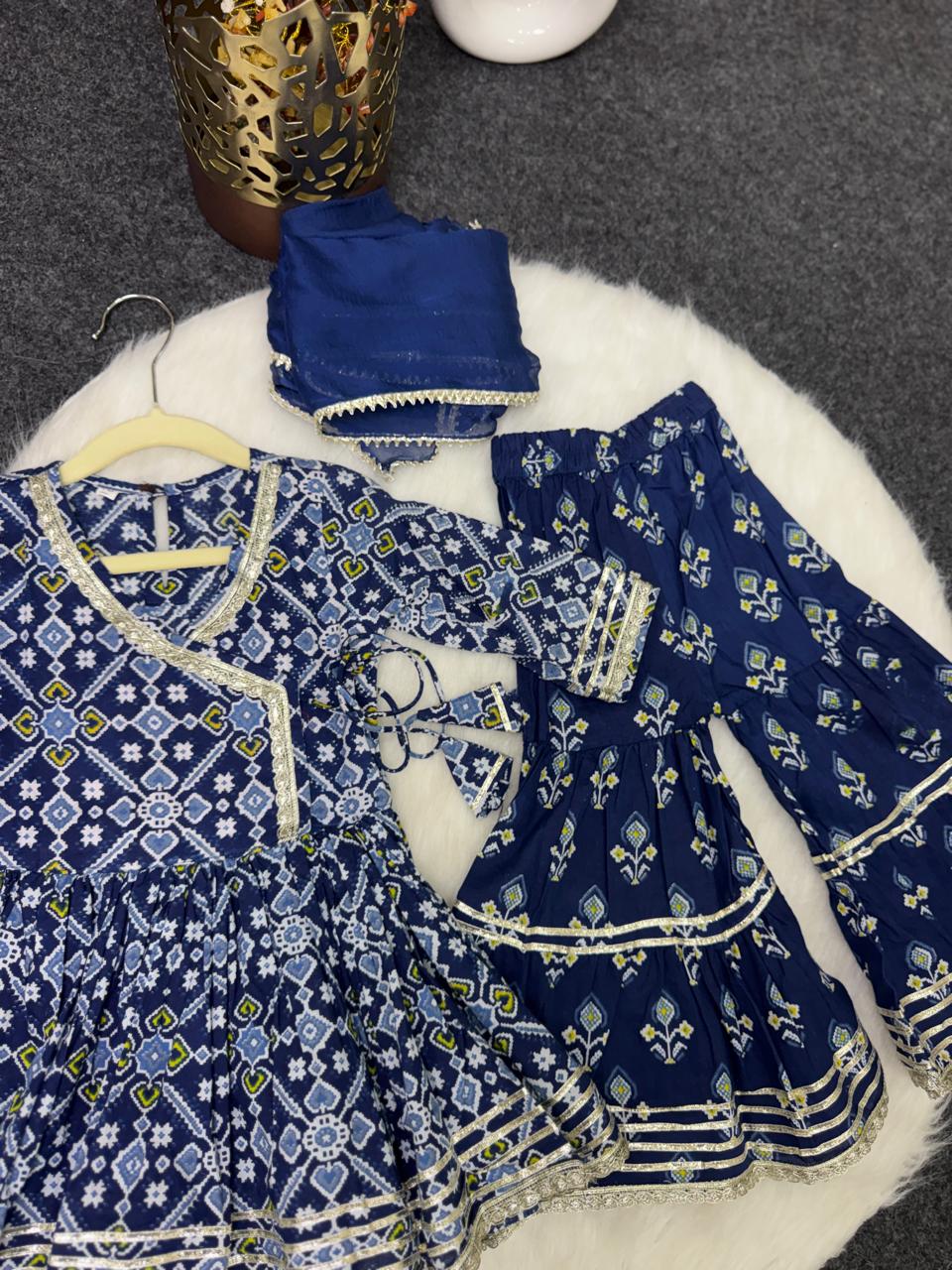 Patola print sharara set blue