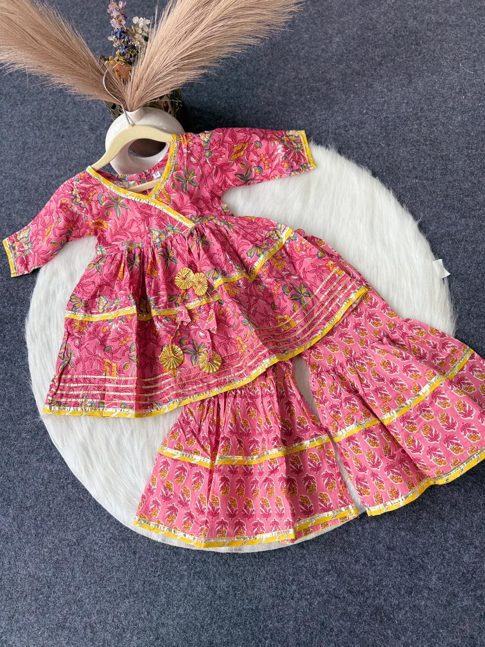 Patola print sharara set pink