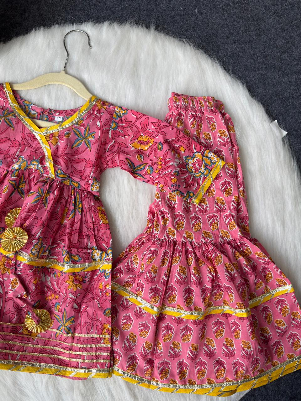 Patola print sharara set pink