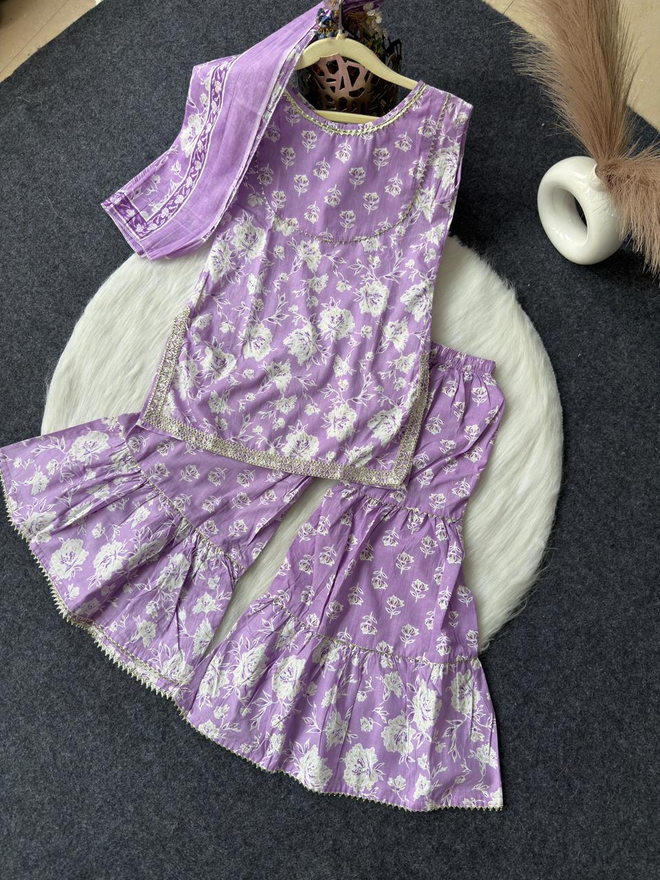 Cotton Sleeveless sharara set