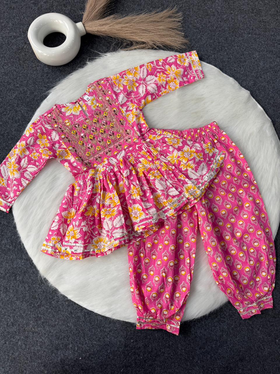 Peplum with afghani pant mirror work