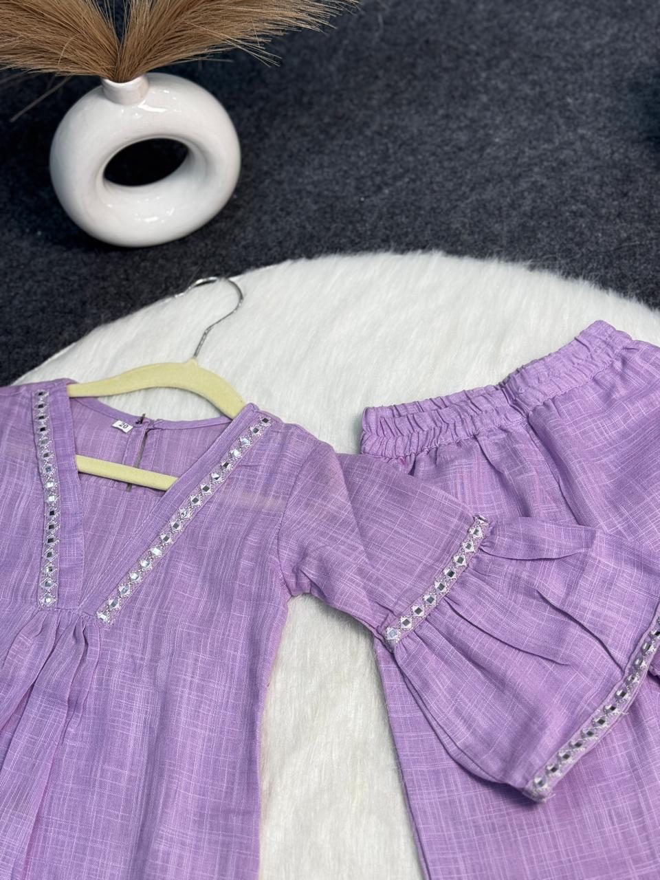 Purple kurti and pant co-ord set