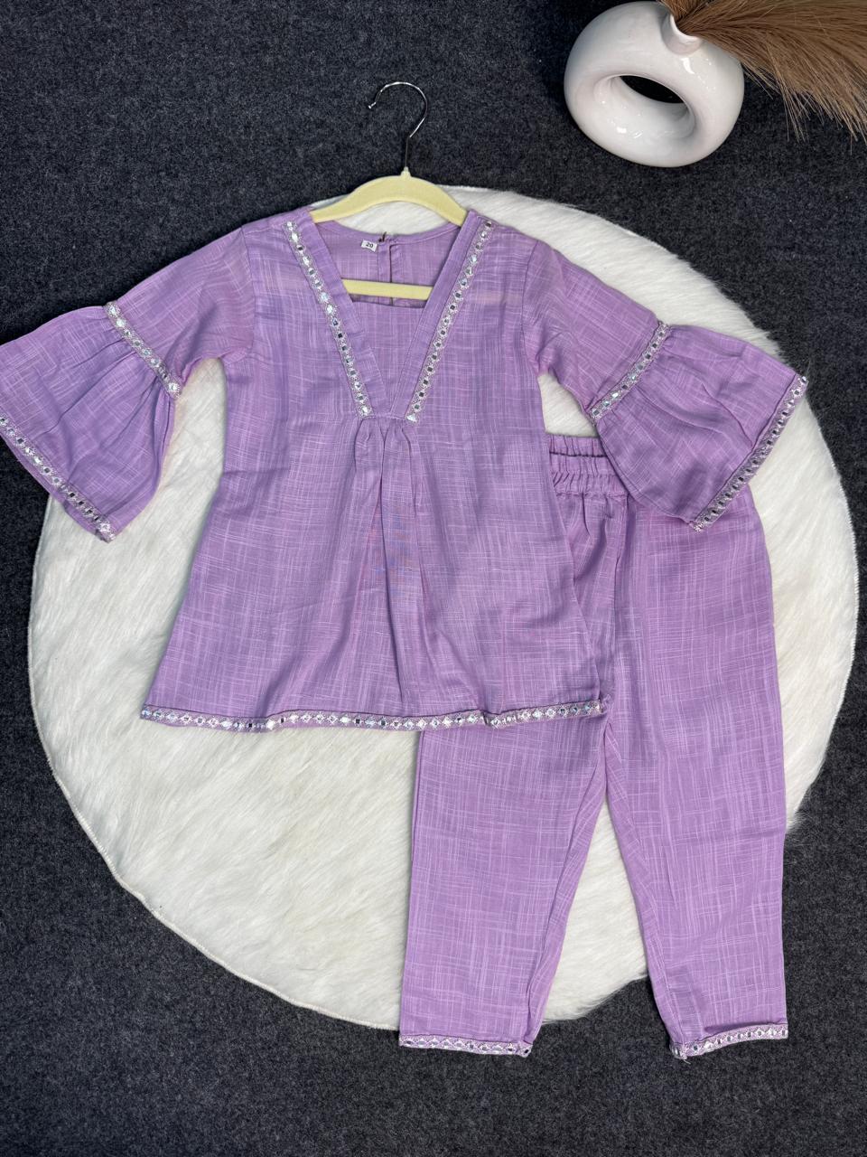 Purple kurti and pant co-ord set