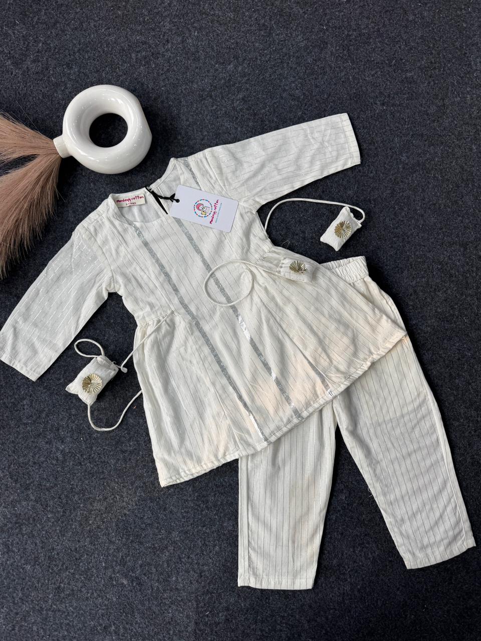 White cotton lurex co-ord set