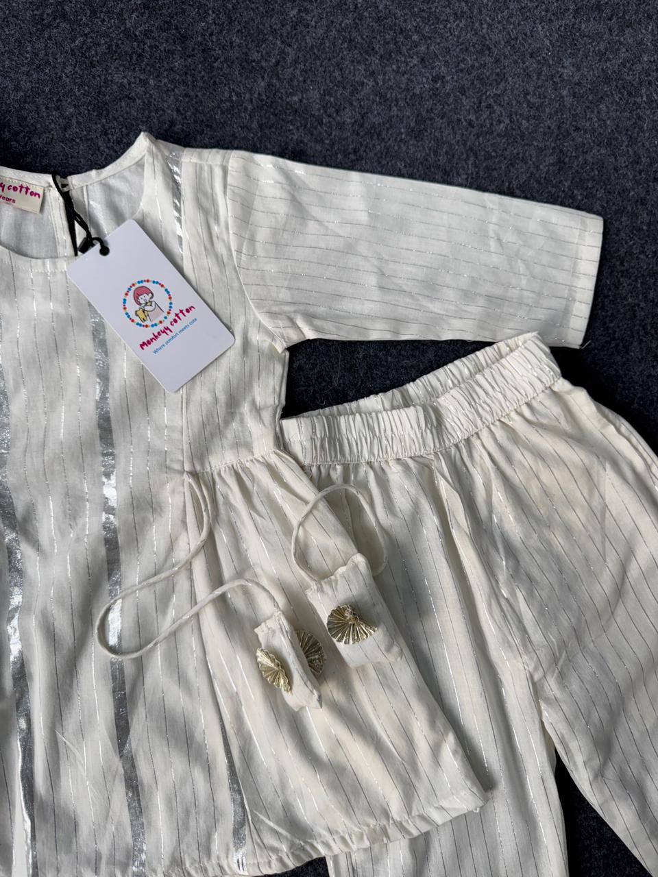 White cotton lurex co-ord set