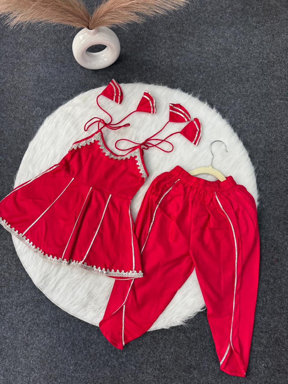 Peplum with dhoti set pink