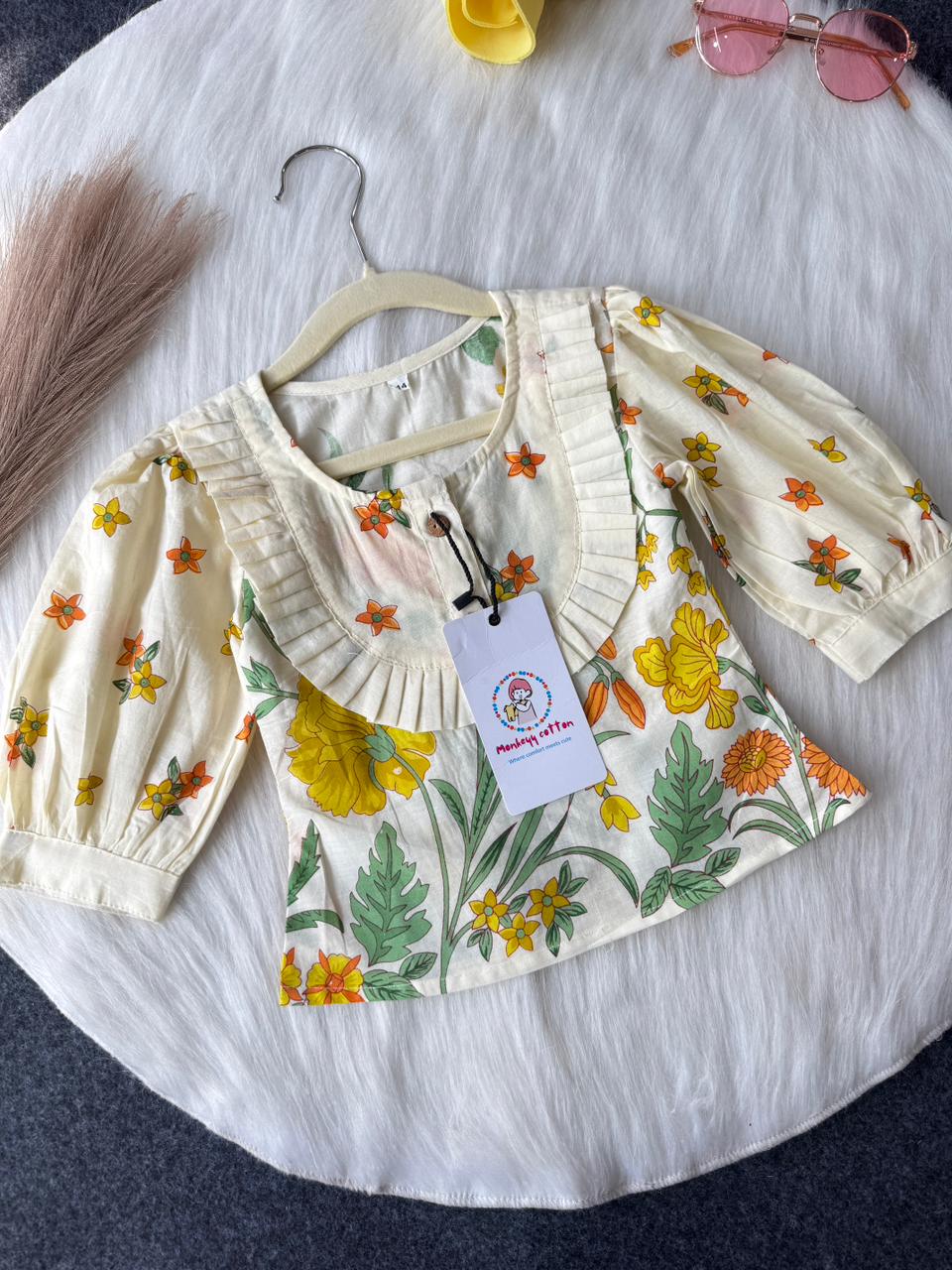 Cotton Yellow flower print co-ord set