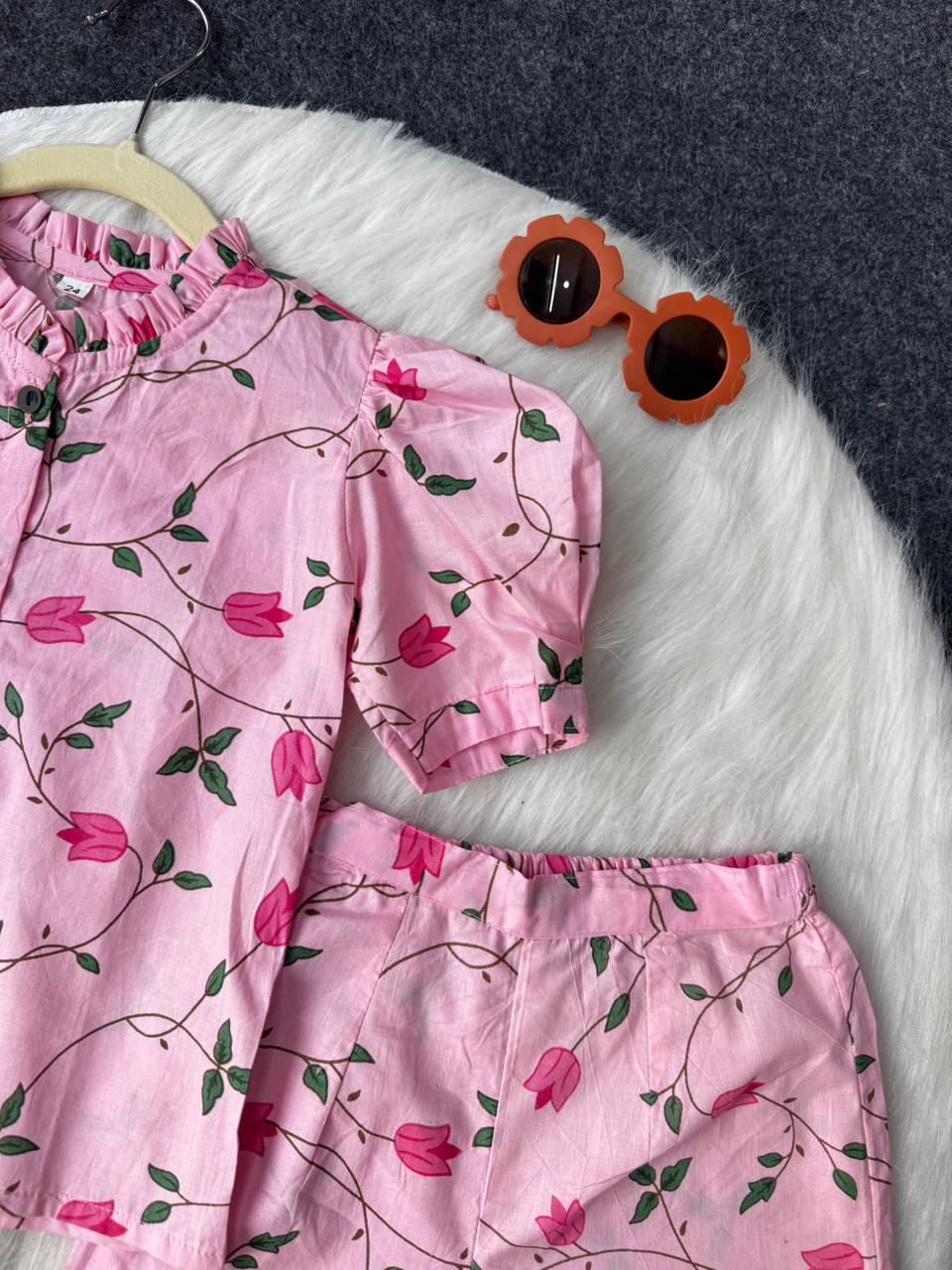 Cotton Collor frill co-ord set
