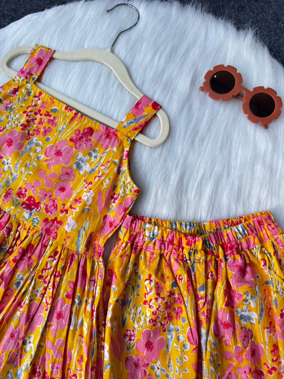 Cotton Sleevless Co-ord set Yellow