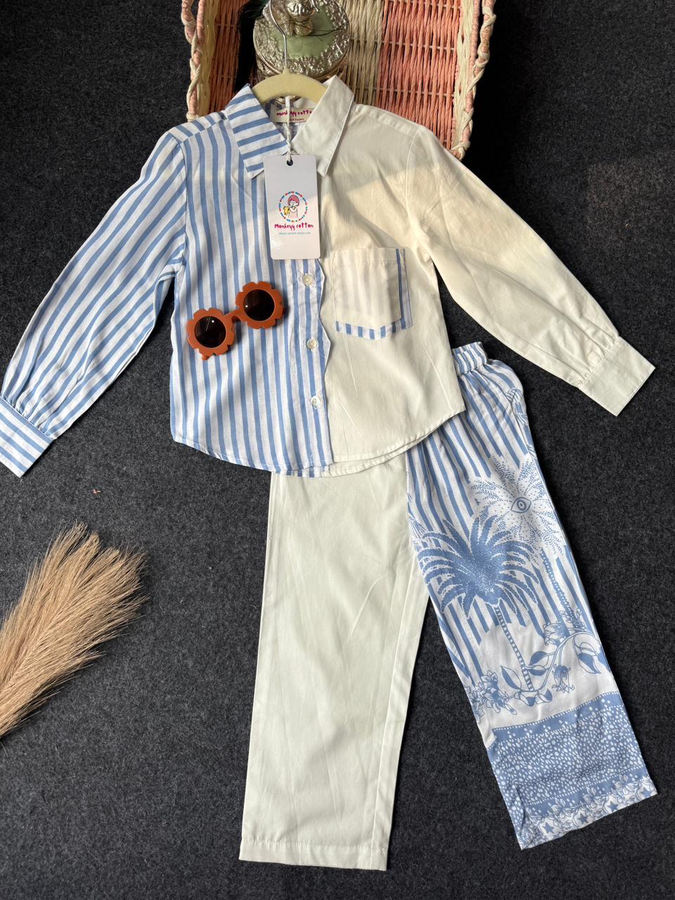 Cotton dual tone tale co-ord set