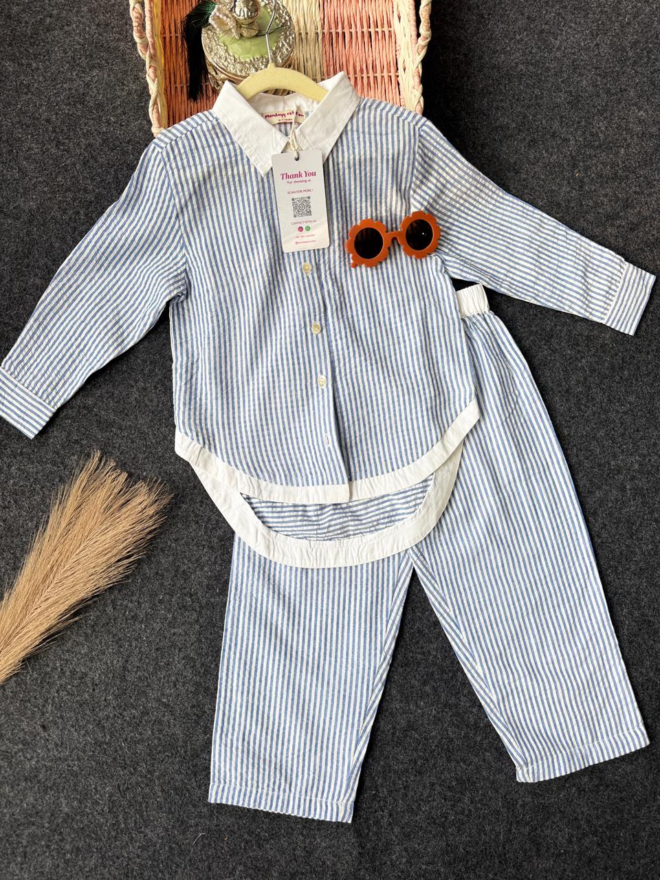 Katha Cotton striped back design co-ord set