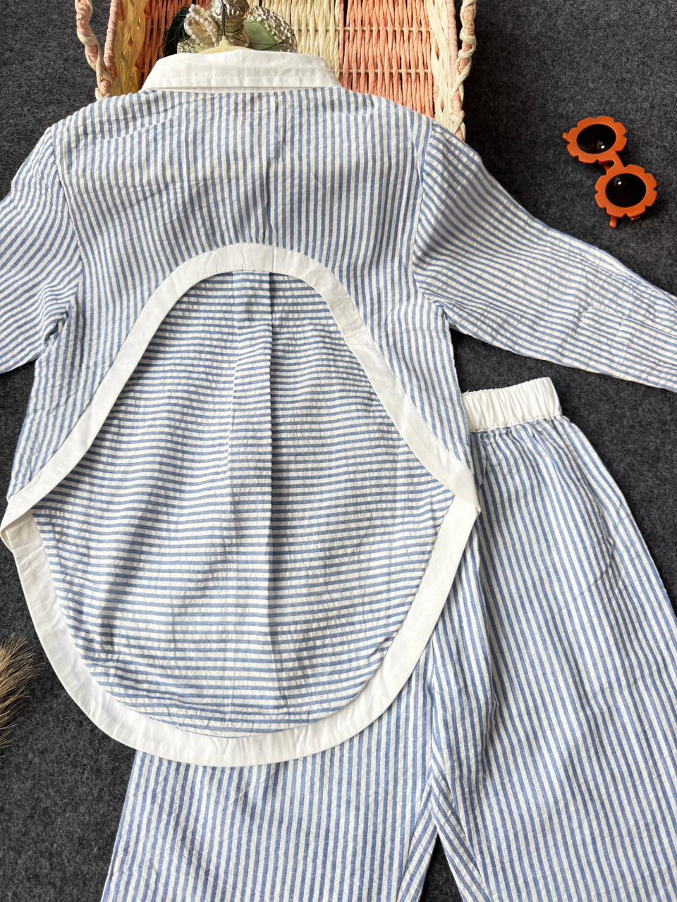 Katha Cotton striped back design co-ord set