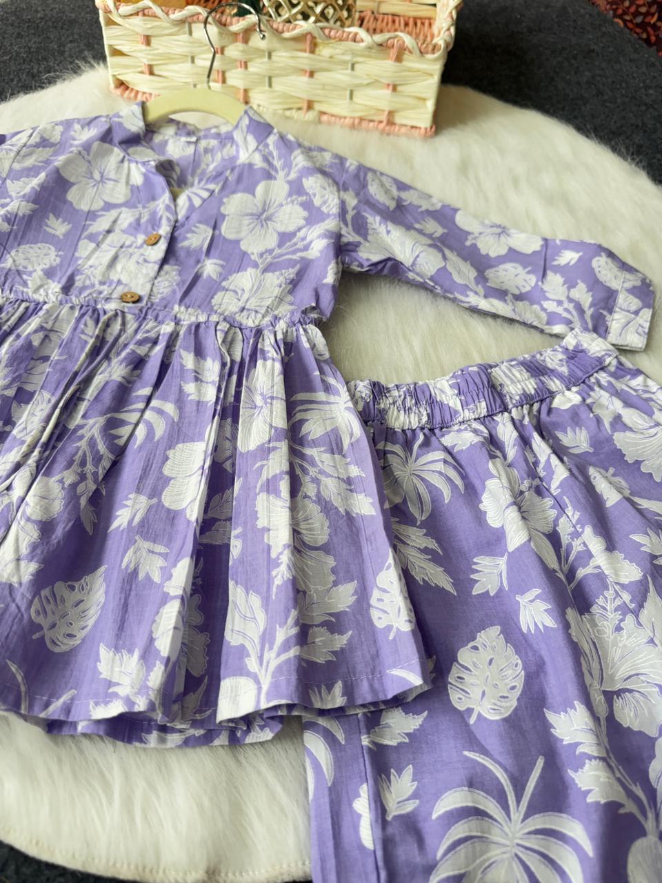 Cotton purple dori co-ord set