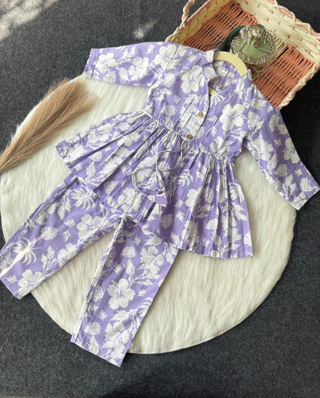 Cotton purple dori co-ord set