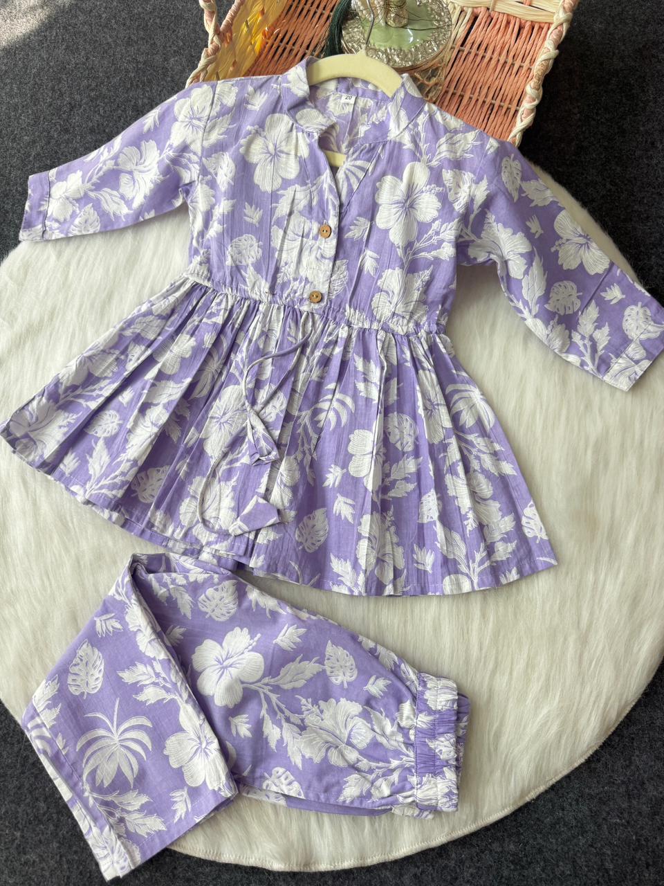 Cotton purple dori co-ord set