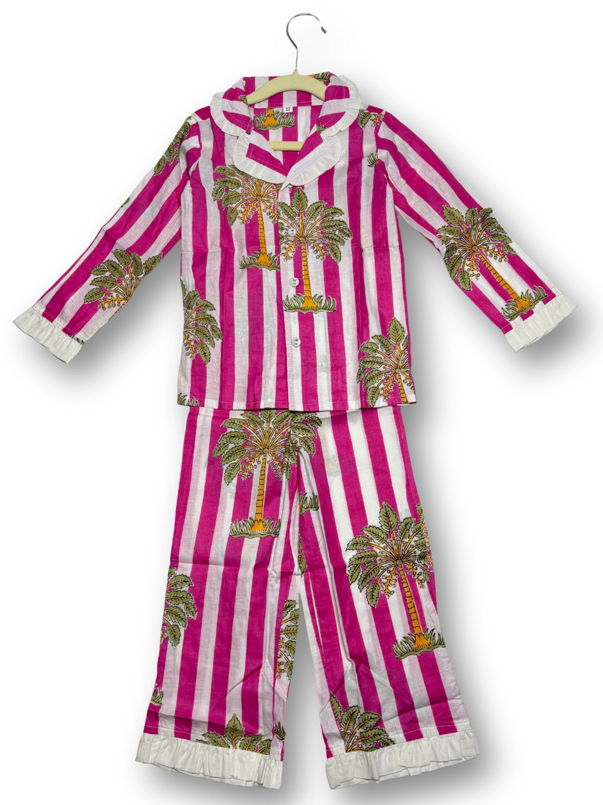 Stripes Night Suits pink & white