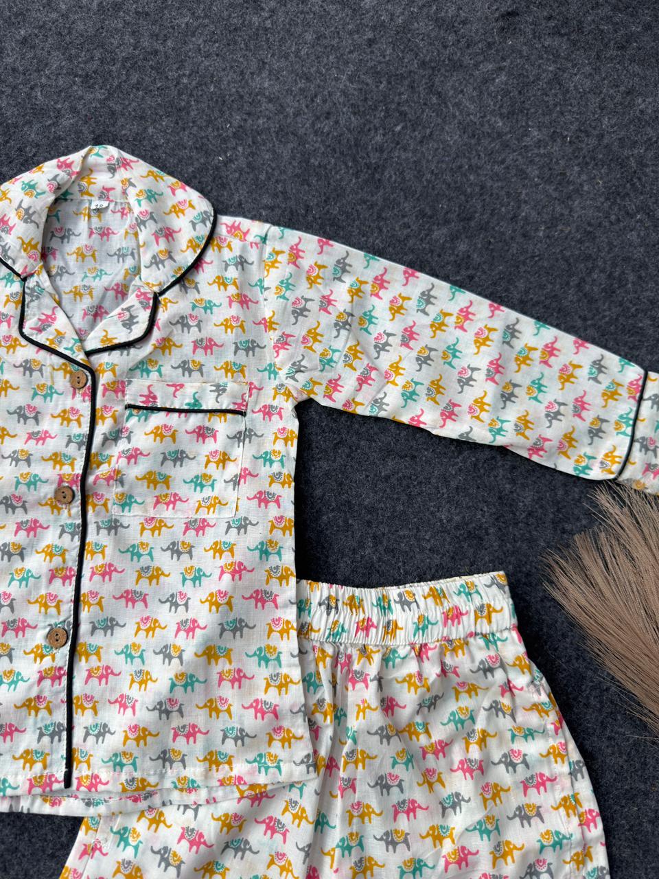 Mix Colour Elephant Night Suit