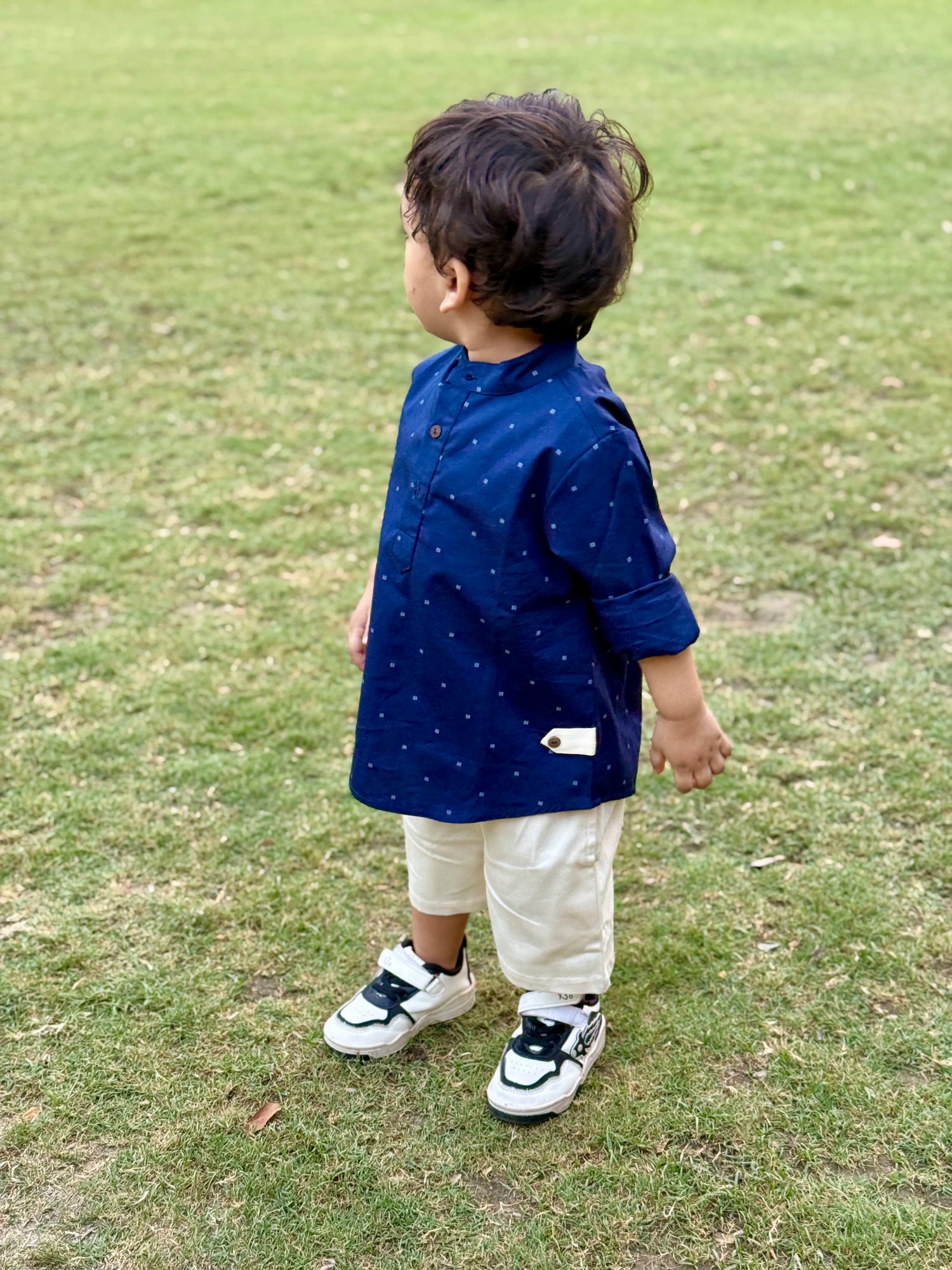 Leo cotton Mandarin shirt & Shorts Set