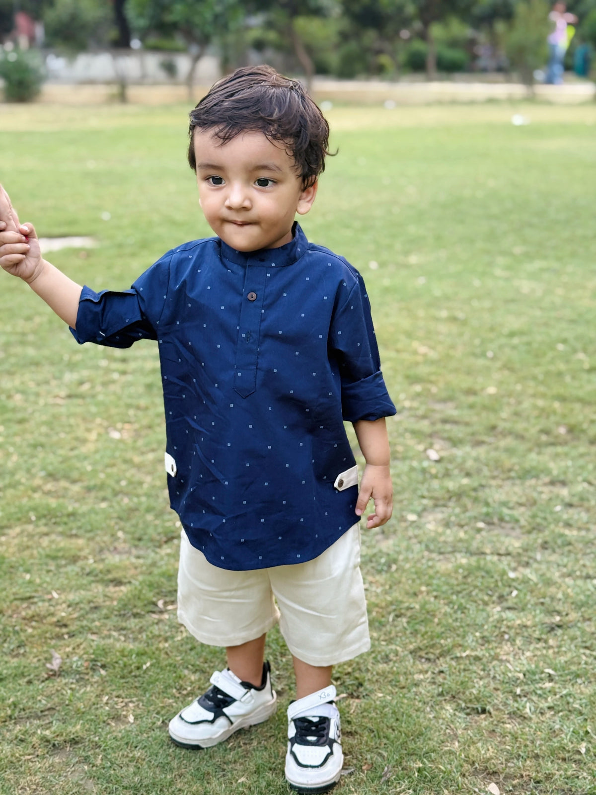 Leo cotton Mandarin shirt & Shorts Set