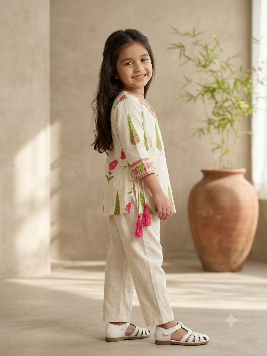 Girls' Printed Cotton Flex Co-ord set