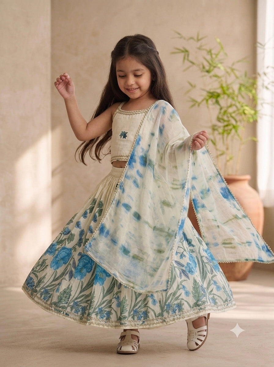 Mini-Blooms Lehenga Choli Set